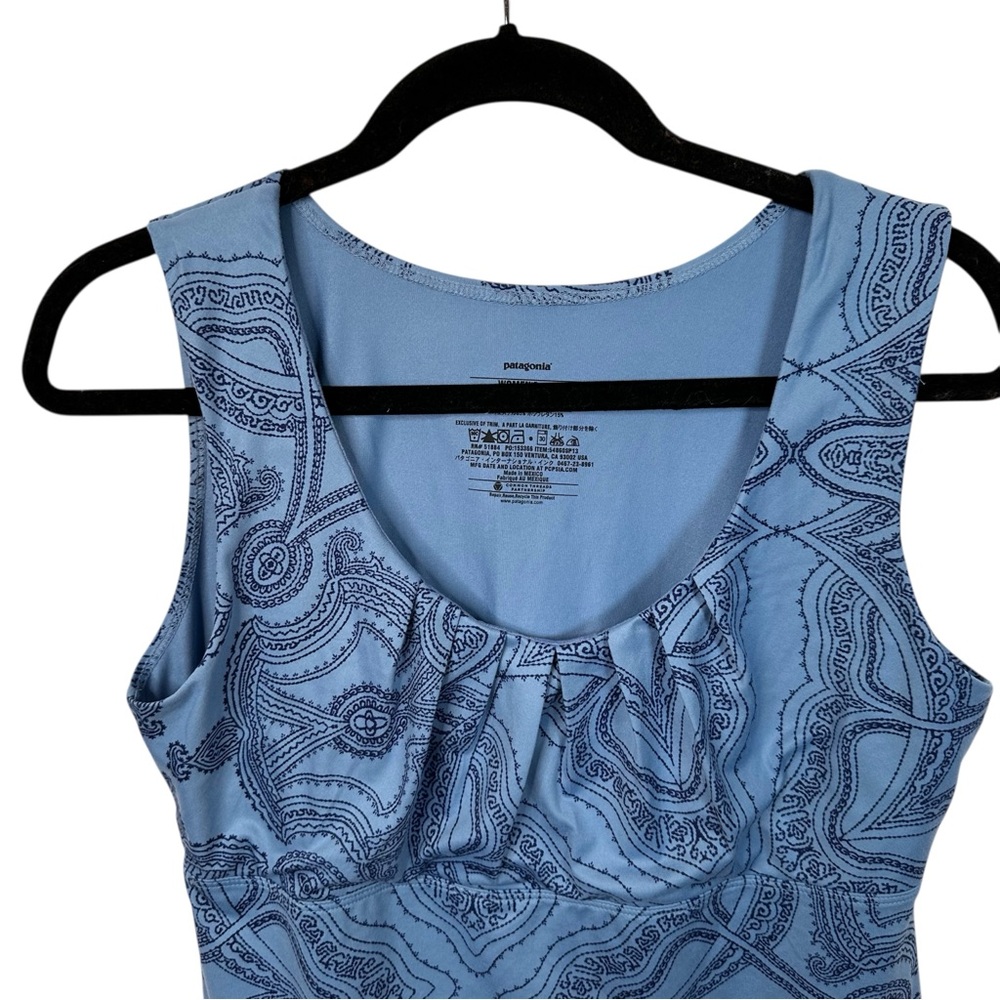 Patagonia Bandha Top Raja Railroad Blue Yoga Tank Shelf Bra Paisley Large - Picture 2 of 10